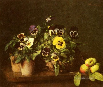  floral Art - Still Life With Pansies painter Henri Fantin Latour floral